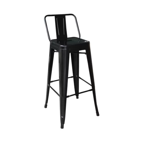 Relix Σκαμπό Bar-Pro Με Πλάτη, Μέταλλο Βαφή Μαύρο 43x43x76/100cm