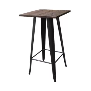 Relix Wood Τραπέζι Bar-Pro, Μέταλλο Βαφή Antique Black, Απόχρωση Ξύλου Dark Oak 60x60x102cm