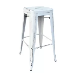 Relix Σκαμπό Bar-Pro, Στοιβαζόμενο, Μέταλλο Βαφή Antique White 43x43 H.76cm