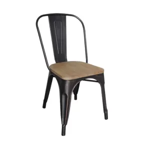 Relix Wood Καρέκλα-Pro, Μέταλλο Βαφή Antique Black, Απόχρωση Ξύλου Natural Oak 45x51x85cm