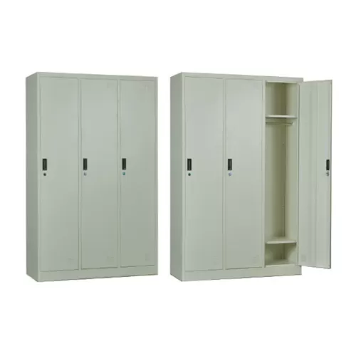Locker 3 Θέσεων Ερμάριο - Ανά Θέση: 3 Ράφια, Θέσεις Για Κρεμάστρες, Μέταλλο Βαφή Άσπρο 115x45x185cm