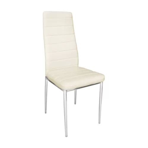 Jetta Καρέκλα Τραπεζαρίας Κουζίνας, Μέταλλο Χρώμιο, Pvc Εκρού 40x50x95cm