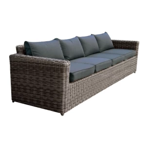 Arizona 4Θέσιος Καναπές Κήπου Alu, 4Mm Half-Round Wicker Grey Brown, Μαξιλάρια Ανθρακί 252x77x73cm