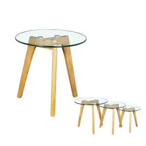 Target Τραπεζάκι Βοηθητικό Ξύλο - Γυαλί 8Mm Φ 40cm H.41cm