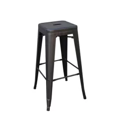 Relix Σκαμπό Bar-Pro H.67Cm, Στοιβαζόμενο, Μέταλλο Βαφή Antique Black 43x43 H.67cm