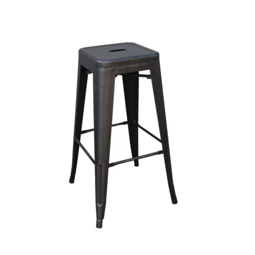 Relix Σκαμπό Bar-Pro H.67Cm, Στοιβαζόμενο, Μέταλλο Βαφή Antique Black 43x43 H.67cm