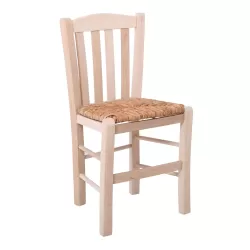 Casa Καρέκλα Οξιά Άβαφη Με Ψάθα Αβίδωτη 42x45x88cm