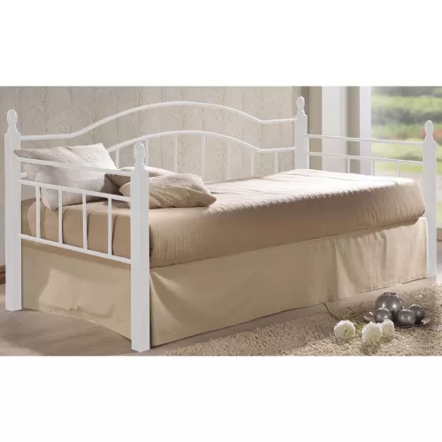 Vincent Daybed Κρεβάτι Μονό Μέταλλο Βαφή Άσπρο, Ξύλο 'Ασπρο 98x201x99cm για Στρώμα 90x190