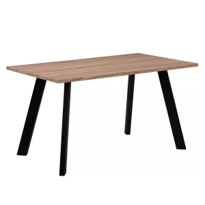 Baxter Τραπέζι Κουζίνας Τραπεζαρίας, Μέταλλο Βαφή Μαύρο, Sonoma 140x80x75cm