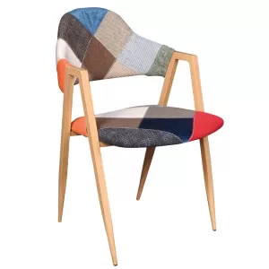Delta Πολυθρόνα Μέταλλο Βαφή Φυσικό, Ύφασμα Patchwork 50x55x80cm