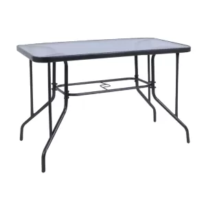 Baleno Τραπέζι Κήπου - Βεράντας, Μέταλλο Βαφή Ανθρακί, Γυαλί Tempered 110x60x71cm