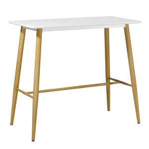 Lavida Τραπέζι Bar Μέταλλο Βαφή Φυσικό, Άσπρο Mdf 120x60x106cm