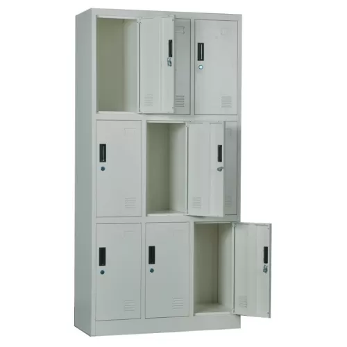 Locker 9 Θέσεων Φοριαμός - Ερμάριο, Μέταλλο Βαφή Γκρι 90x40x185cm
