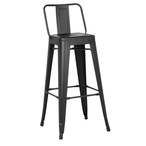 Relix Σκαμπό Bar-Pro Με Πλάτη, Μέταλλο Βαφή Μαύρο Matte 43x43x76/100cm
