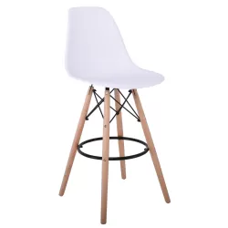 Art Wood Σκαμπό Bar Με Πλάτη, Πόδια Οξιά Φυσικό, Pp Άσπρο 47x54x71/109cm