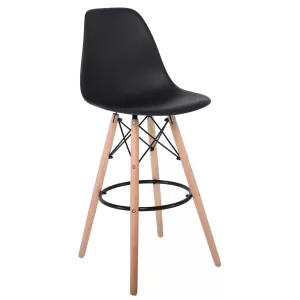 Art Wood Σκαμπό Bar Με Πλάτη, Πόδια Οξιά Φυσικό, Pp Μαύρο 47x54x71/109cm