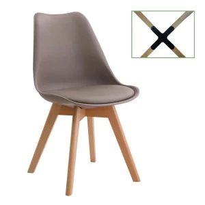 Martin Καρέκλα Metal Cross, Ξύλο Pp Sand Beige, Μονταρισμένη Ταπετσαρία 49x56x82cm