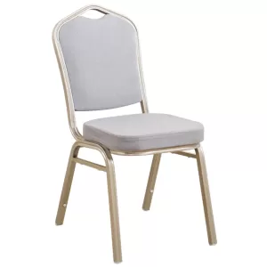 Hilton Καρέκλα Μέταλλο Βαφή Light Gold, Ύφασμα Γκρι 44x55x93cm
