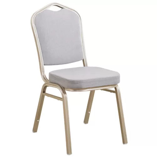 Hilton Καρέκλα Μέταλλο Βαφή Light Gold, Ύφασμα Γκρι 44x55x93cm