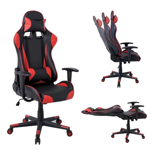 Bf8050 Gaming Πολυθρόνα Γραφείου, Ανάκλιση Πλάτης Έως 90°, Pu Μαύρο - Κόκκινο 70x67/134x125/135cm