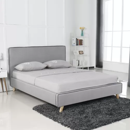 Morisson Κρεβάτι Διπλό, Για Στρώμα 160X200Cm, Ύφασμα Ανοιχτό Γκρι 171x216x108cm