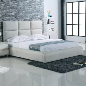 Maxim Κρεβάτι Διπλό, Για Στρώμα 160X200Cm, Ύφασμα Απόχρωση Ανοιχτό Γκρι 183x220x121cm