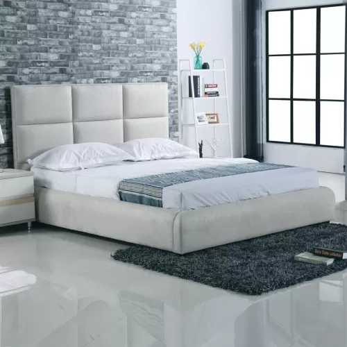 Maxim Κρεβάτι Διπλό, Για Στρώμα 160X200Cm, Ύφασμα Απόχρωση Ανοιχτό Γκρι 183x220x121cm