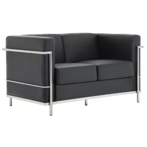 Genova Καναπές Σαλονιού Καθιστικού 2Θέσιος, Inox Pu Μαύρο 130x73x71cm