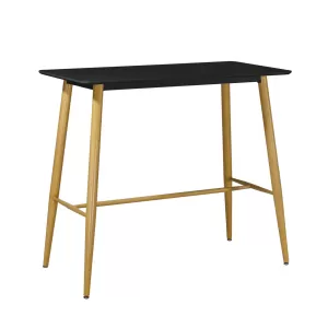 Lavida Τραπέζι Bar Μέταλλο Βαφή Φυσικό, Μαύρο Mdf 120x60x106cm