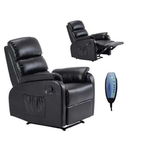 Comfort Massage Πολυθρόνα Relax, Σαλονιού - Καθιστικού, Pu Μαύρο 74x90x98cm