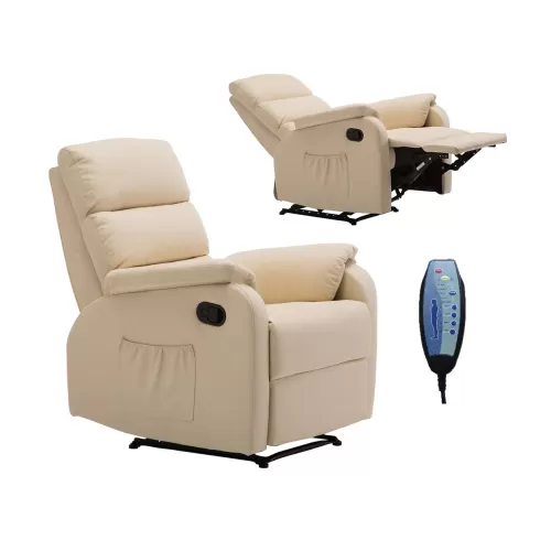 Comfort Massage Πολυθρόνα Relax, Σαλονιού - Καθιστικού, Pu Μπεζ 74x90x98cm