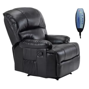 Space Πολυθρόνα Massage Σαλονιού - Καθιστικού Pu Μαύρο 88x93x102cm