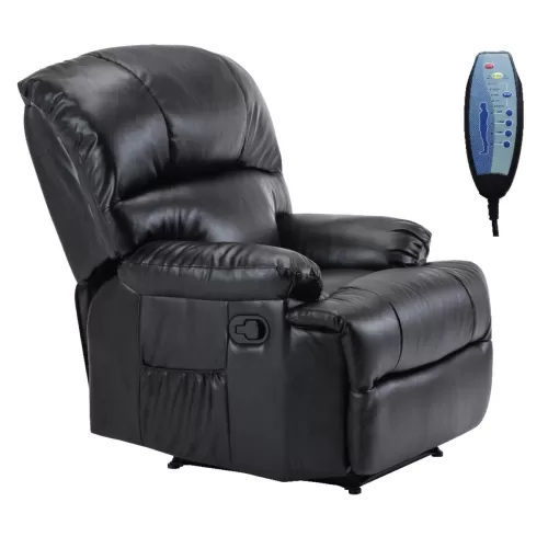 Space Πολυθρόνα Massage Σαλονιού - Καθιστικού Pu Μαύρο 88x93x102cm