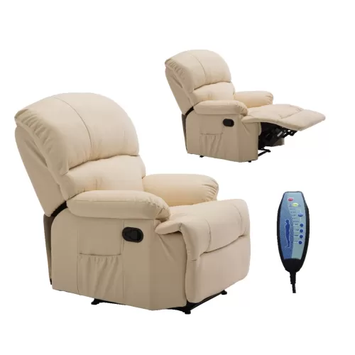 Space Πολυθρόνα Massage Σαλονιού - Καθιστικού, Pu Μπεζ 88x93x102cm