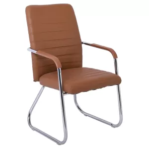 Collet Πολυθρόνα Γραφείου Επισκέπτη Μέταλλο Χρώμιο, Pu Καφέ 54x60x96cm
