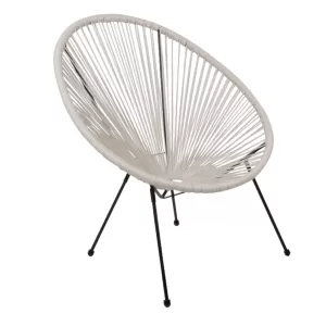 Acapulco Πολυθρόνα Μέταλλο Βαφή Μαύρο, Rattan Άσπρο 70x69x81cm