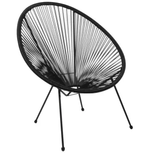 Acapulco Πολυθρόνα Μέταλλο Βαφή Μαύρο, Plastic Rattan Μαύρο 70x69x81cm