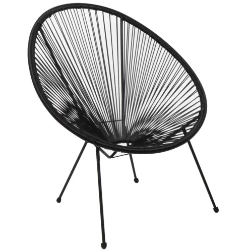 Acapulco Πολυθρόνα Μέταλλο Βαφή Μαύρο, Plastic Rattan Μαύρο 70x69x81cm