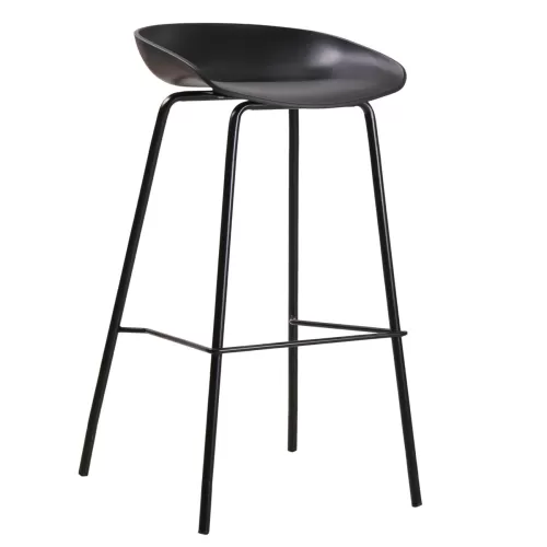 Pentos Σκαμπό Bar, Μέταλλο Βαφή Μαύρο, Pp Μαύρο 49x46x76/83cm