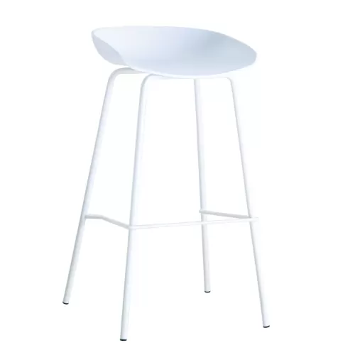 Pentos Σκαμπό Bar, Μέταλλο Βαφή Άσπρο, Pp Άσπρο 49x46x76/83cm