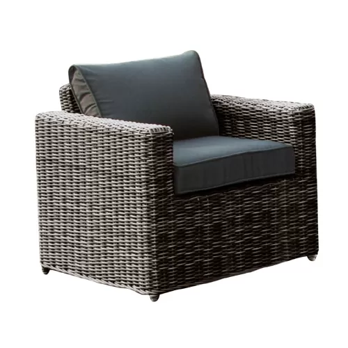 Arizona Πολυθρόνα Καθιστικού Κήπου Alu, Wicker Grey Brown, Μαξιλάρια Ανθρακί 77x77x73cm