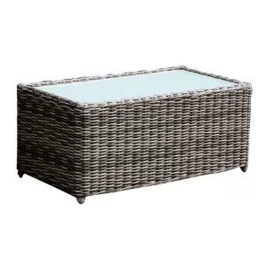 Arizona Τραπεζάκι Σαλονιού Κήπου Alu, Wicker Grey Brown, Γυαλί Tempered 5Mm 100x50 H.45cm