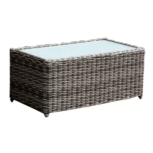 Arizona Τραπεζάκι Σαλονιού Κήπου Alu, Wicker Grey Brown, Γυαλί Tempered 5Mm 100x50 H.45cm