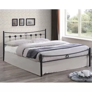 Dugan Κρεβάτι Διπλό, Για Στρώμα 140X190Cm, Μέταλλο Βαφή Μαύρo 145x195x83cm