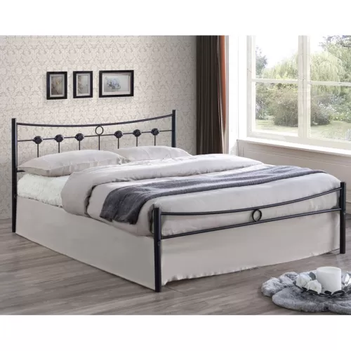 Dugan Κρεβάτι Διπλό, Για Στρώμα 140X190Cm, Μέταλλο Βαφή Μαύρo 145x195x83cm
