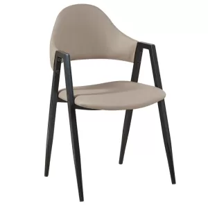 Delta Πολυθρόνα Μέταλλο Βαφή Μαύρο, Pu Cappuccino 50x55x80cm