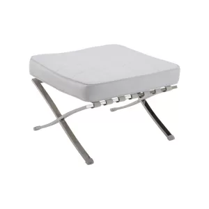 Barcelona Τ. Σκαμπό - Υποπόδιο, Βάση Inox, Pu Άσπρο 61x61x43cm