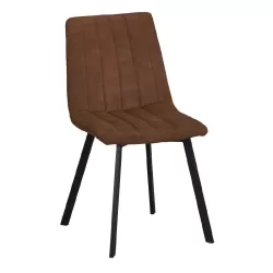 Betty Καρέκλα Μέταλλο Βαφή Μαύρο, Ύφασμα Suede Καφέ 45x60x87cm