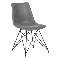Panton Καρέκλα Μέταλλο Βαφή Μαύρη, Pu Vintage Grey 43x57x81cm