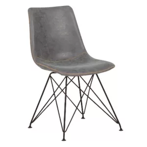 Panton Καρέκλα Μέταλλο Βαφή Μαύρη, Pu Vintage Grey 43x57x81cm
